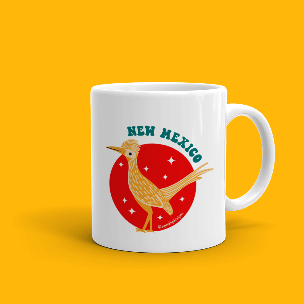 Ceramic Mug - New Mexico - Roadrunner - Red - 11 oz