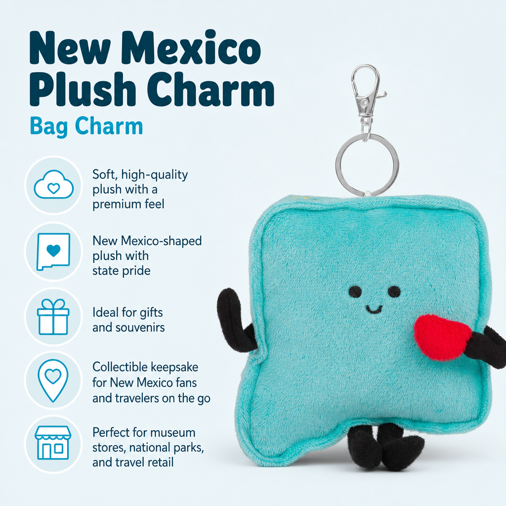 New Mexico Plush Bag Charm 4" | Plush Keychain | Stuffed Toy