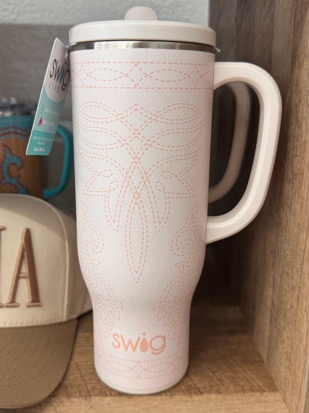 Saddle Stitch Cream Swig 30 oz