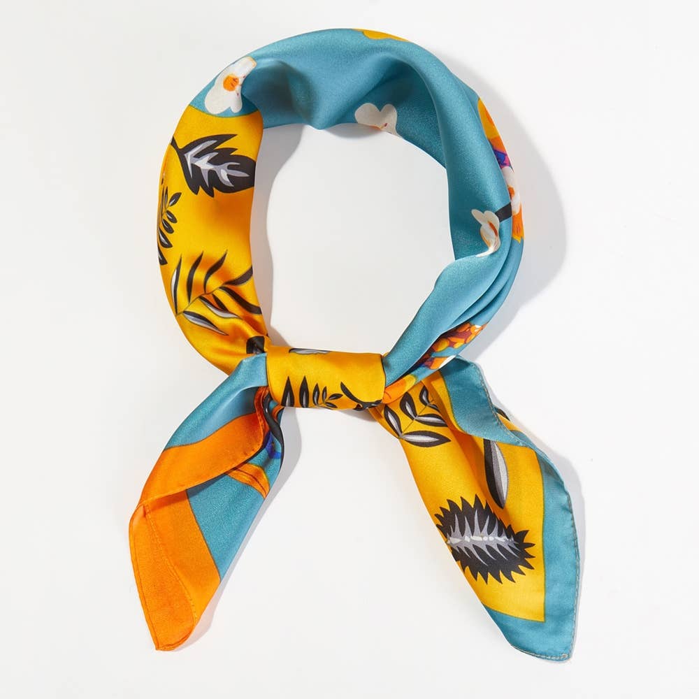 Flower Leaf Print Abstract Bandana Scarf