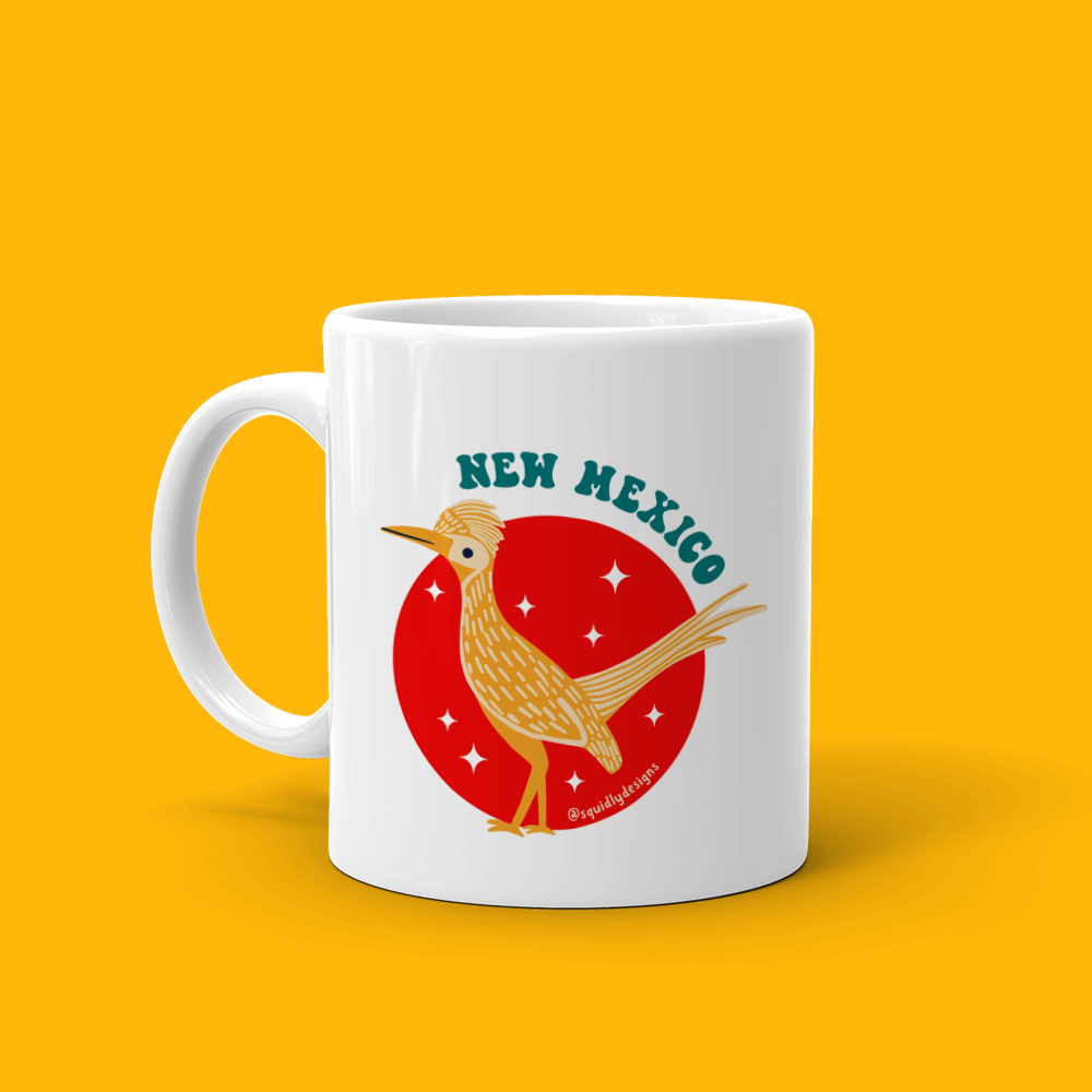 Ceramic Mug - New Mexico - Roadrunner - Red - 11 oz