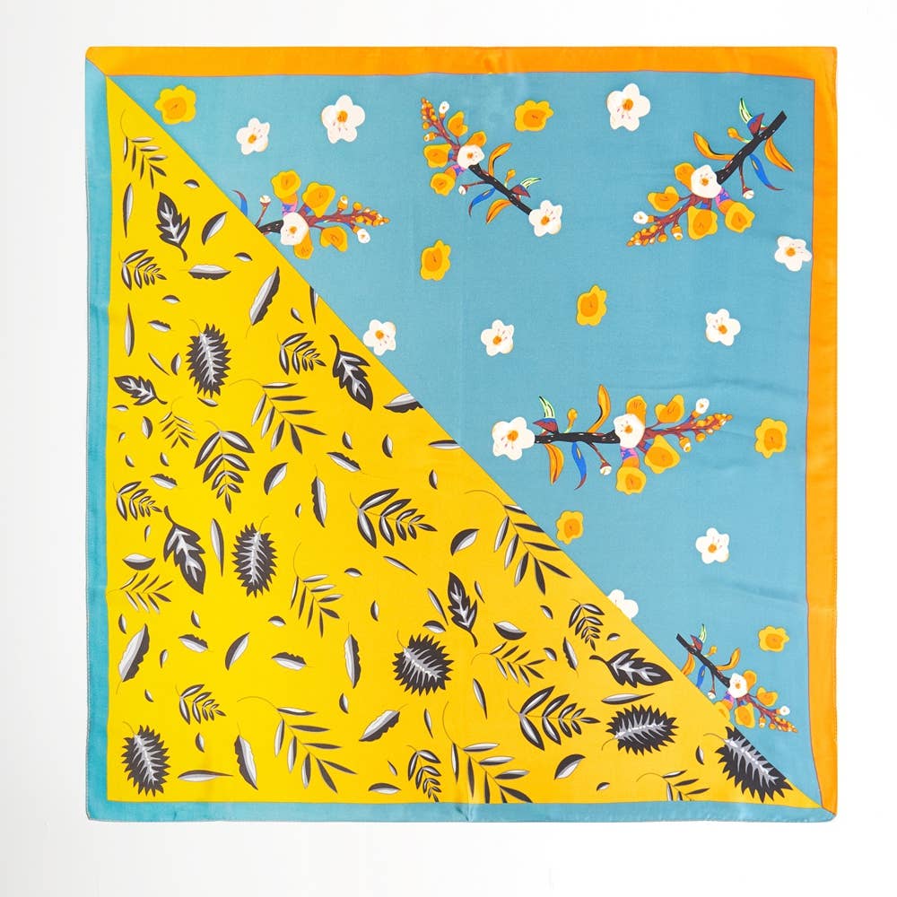 Flower Leaf Print Abstract Bandana Scarf