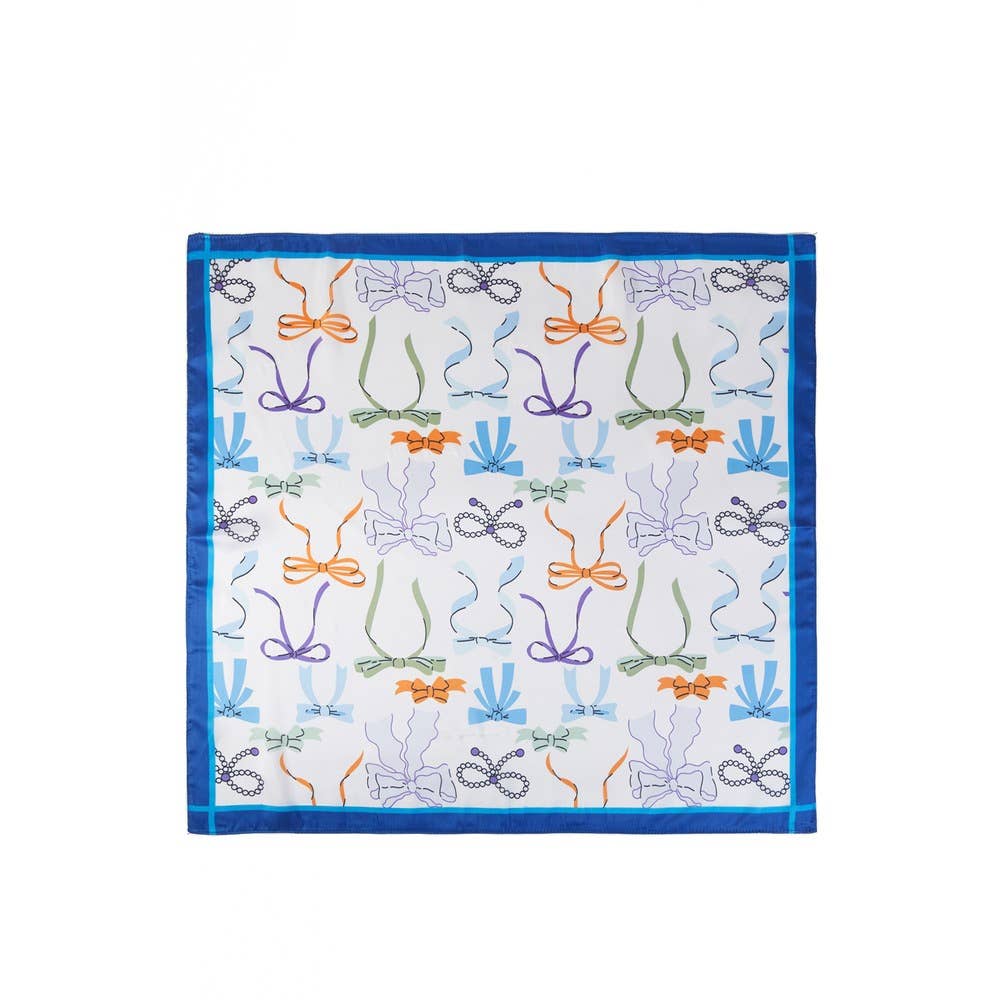 Ribbon Bow And Bead Strand Square Scarf