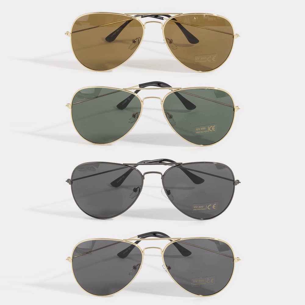 Classic Aviator Metal Frame Sunglasses Assorted
