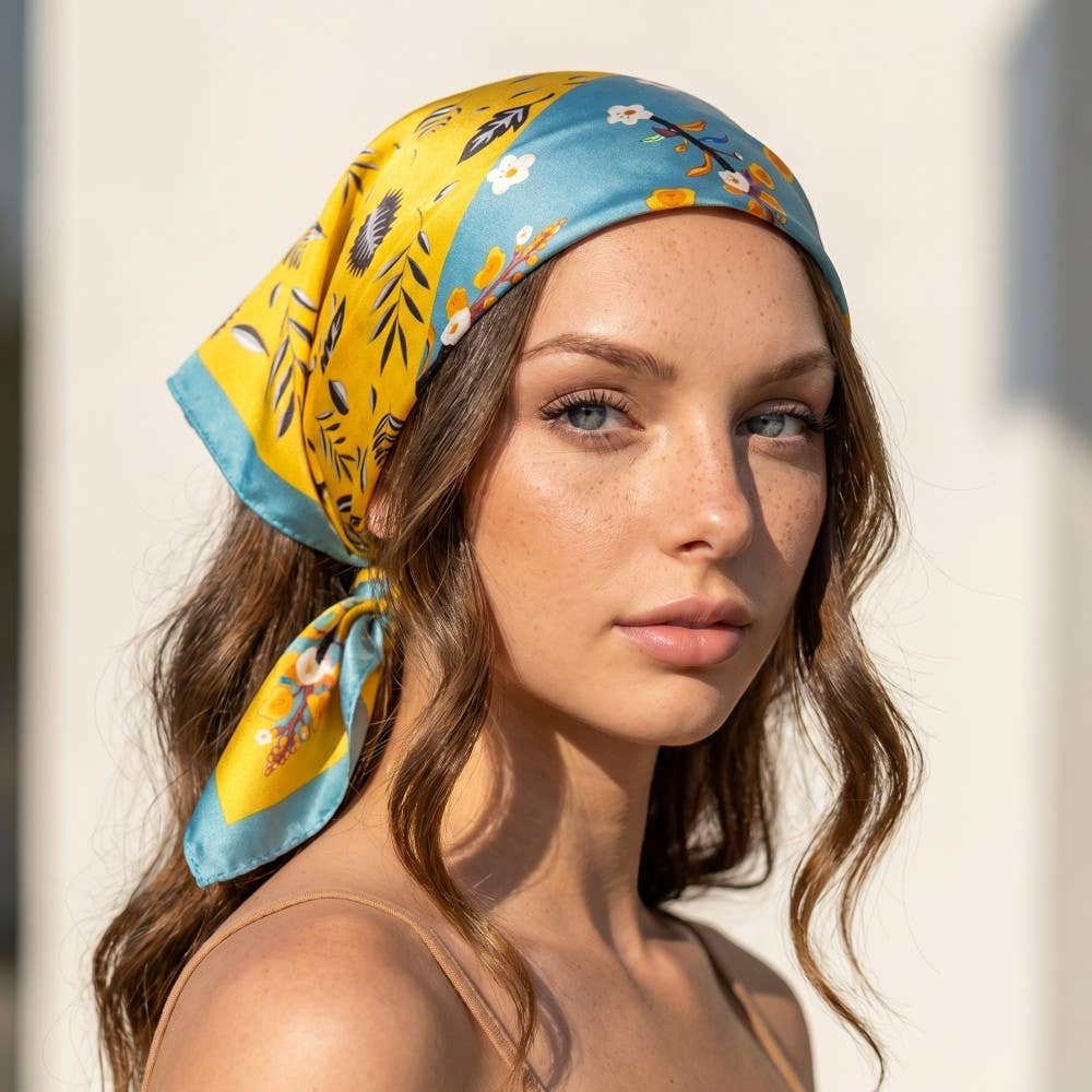 Flower Leaf Print Abstract Bandana Scarf