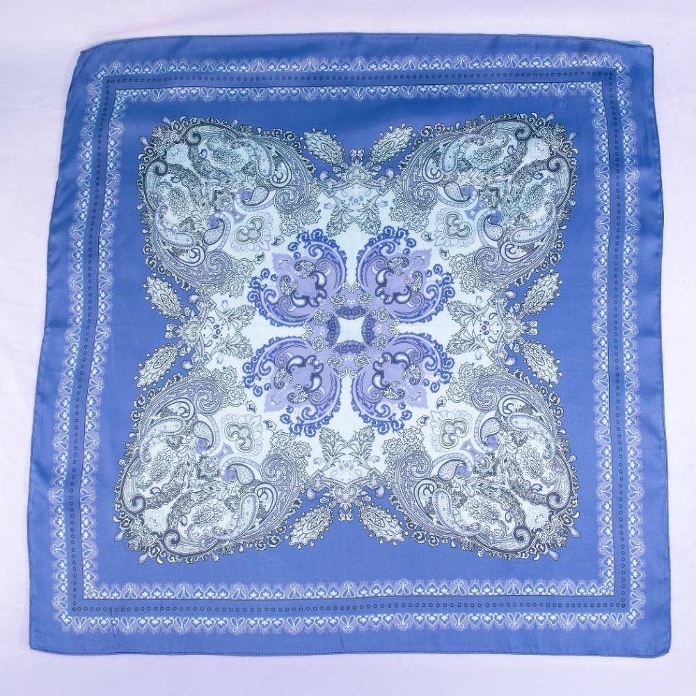 Ornate Paisley Medallion Print Satin Square Scarf