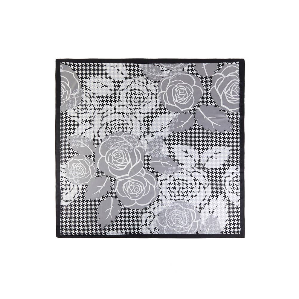 Houndstooth Floral Overlay Square Scarf