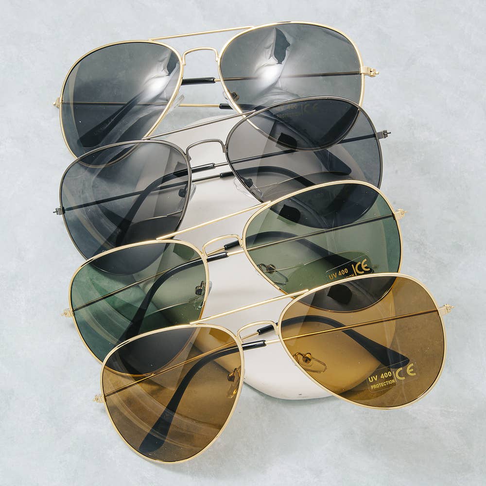 Classic Aviator Metal Frame Sunglasses Assorted