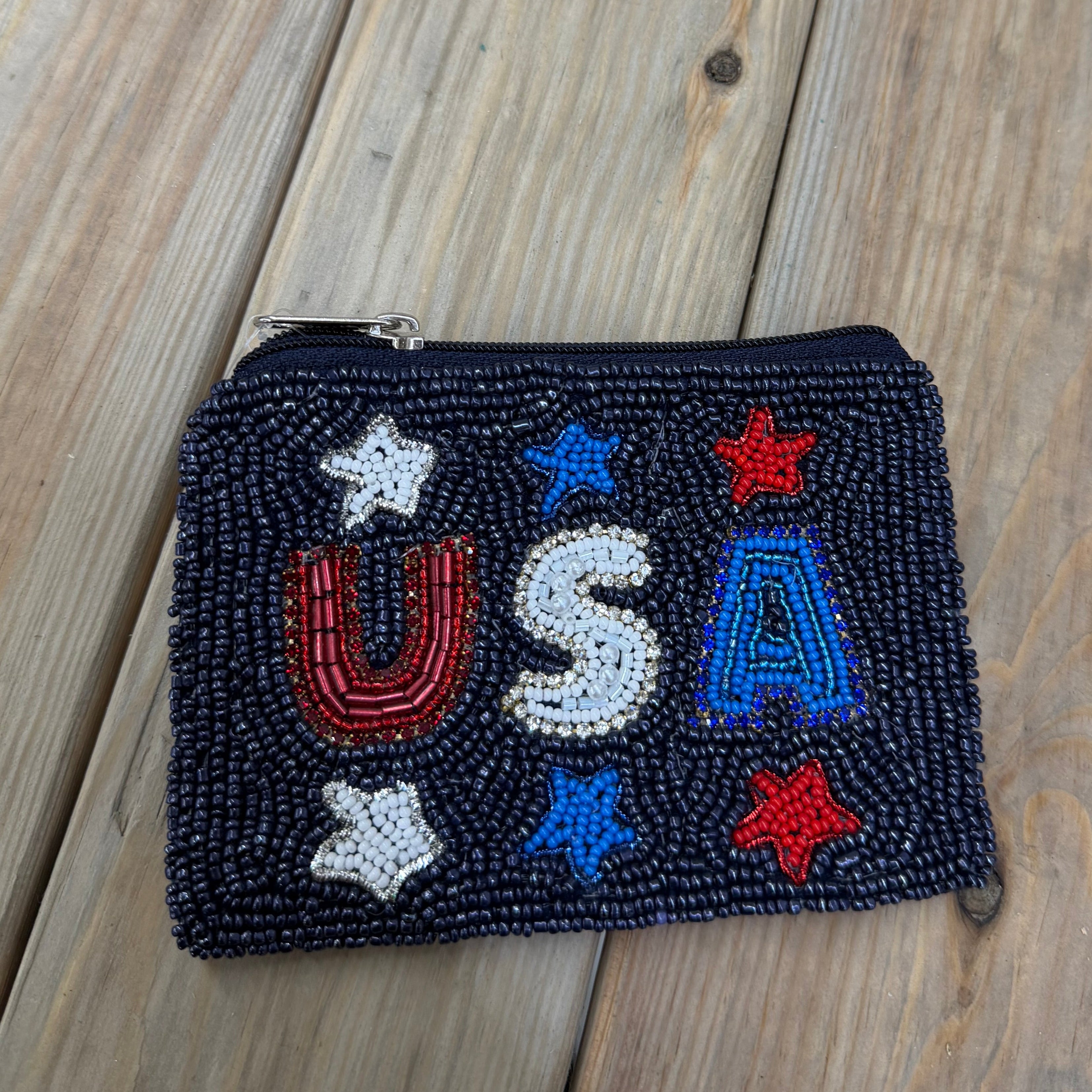USA Beaded Coin Bag