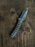 Circle SH Damascus 6 1/4" Fixed Blade Pakka Wood Handle