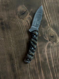 Circle SH Damascus 6 1/2" Straight Blade Ram Horn Handle