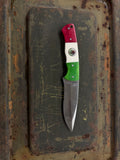 Circle SH Knife Straight Blade Bone Grip Mexican Flag