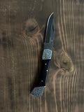 Circle SH Knife Buffalo Horn Handle Damascus w/Sheath