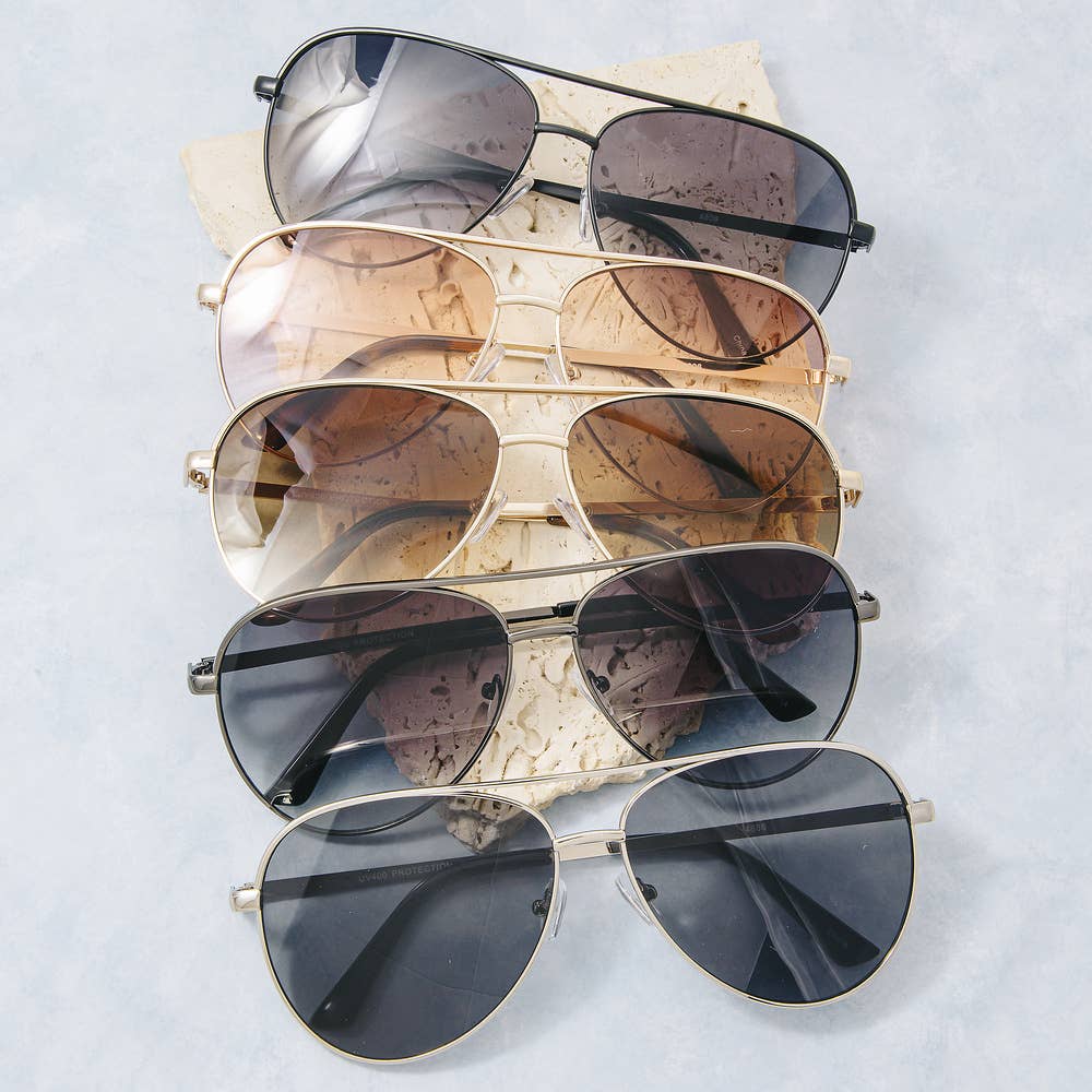 Metal Frame Aviator Gradient Lens Sunglasses