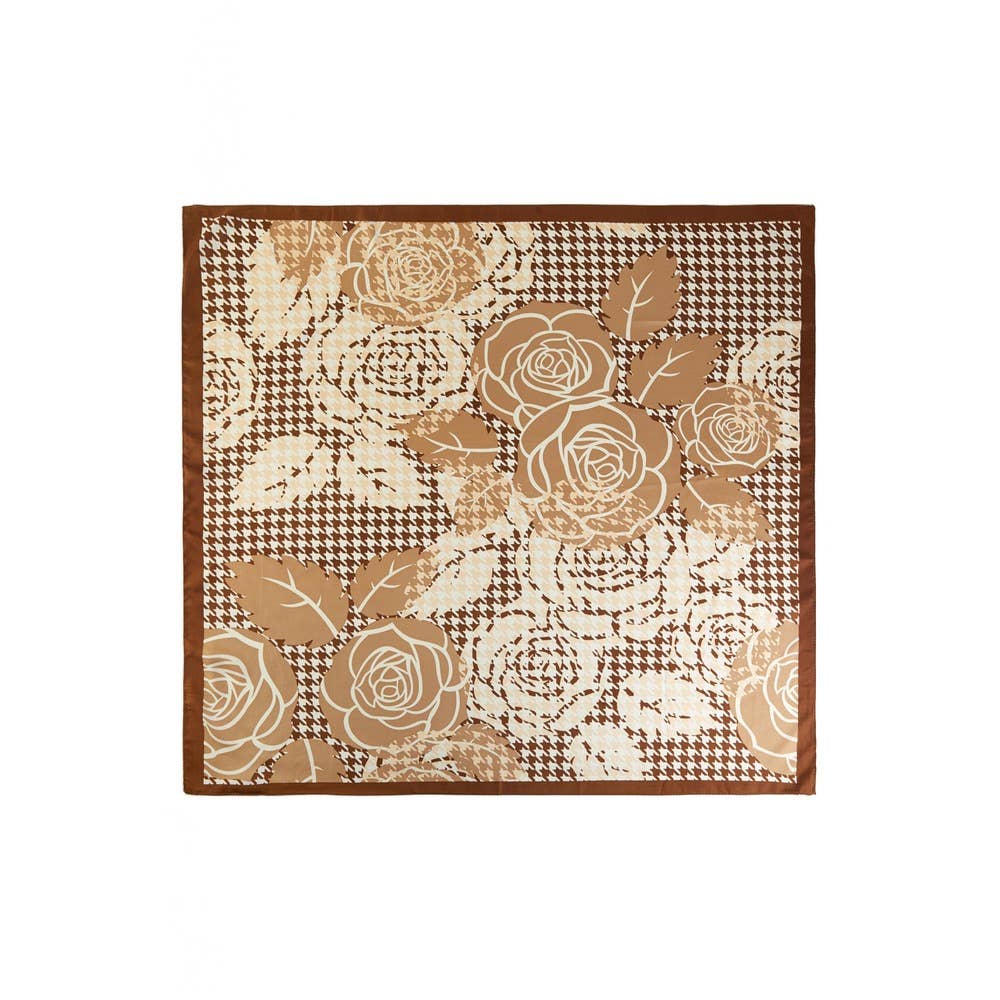Houndstooth Floral Overlay Square Scarf